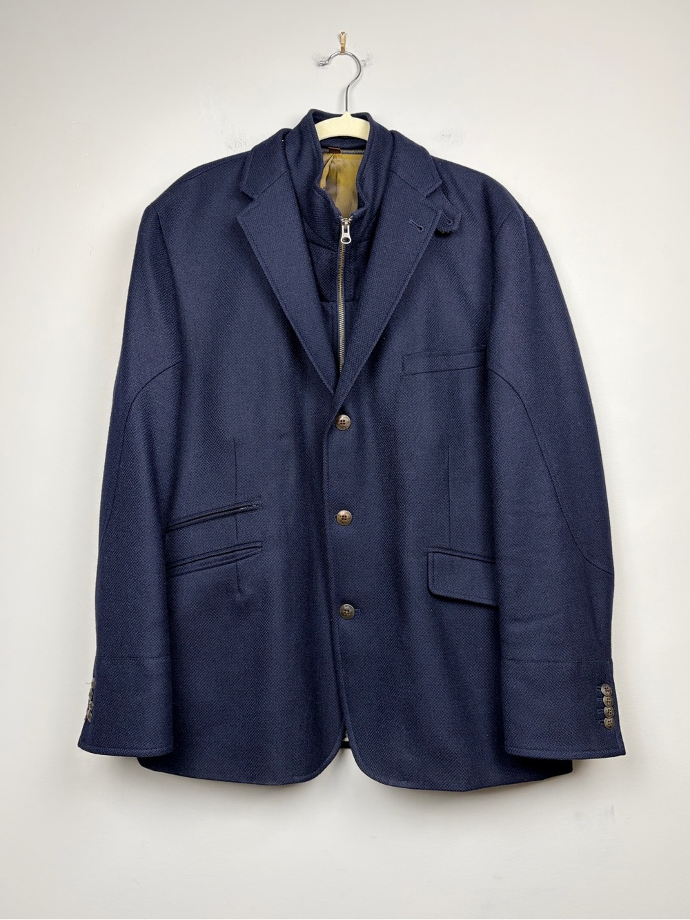Kroon Richie Wool Cashmere Layered Sport‎ Coat Blazer Navy 44R Italy